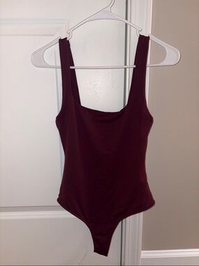 Zara Burgundy square Neck low back Bodysuit new with tags medium